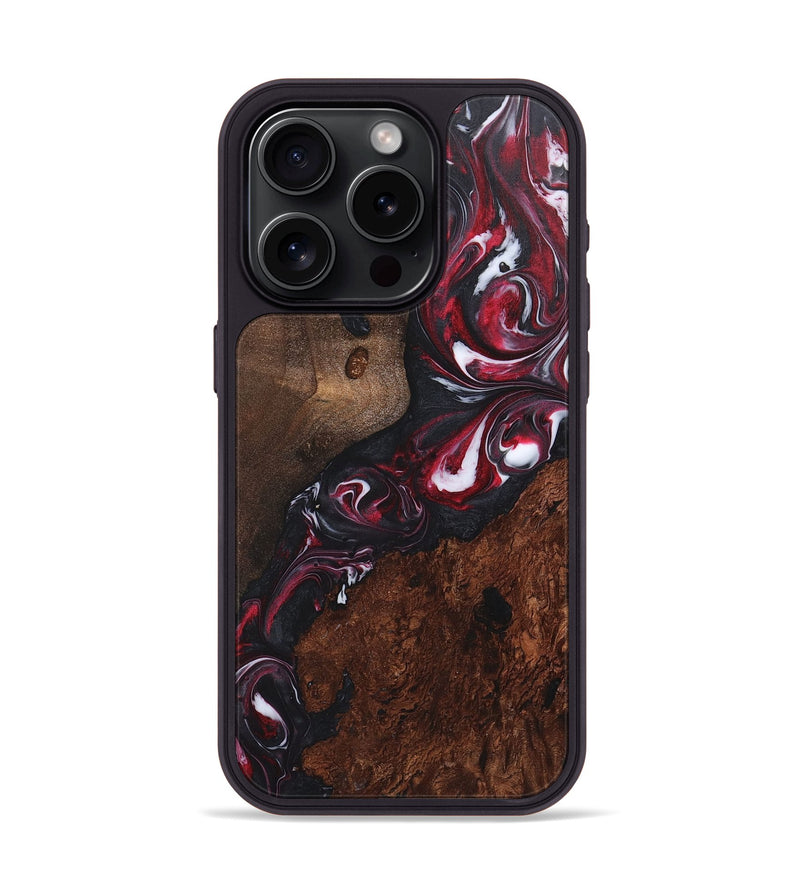 iPhone 15 Pro Wood Phone Case - Paisley (Red, 725156)