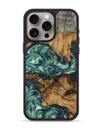 iPhone 15 Pro Max Wood Phone Case - Felix (Green, 725214)