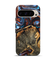 Pixel 9 Pro Wood Live Edge Phone Case - Wade (Teal & Gold, 725254)