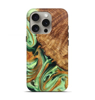 iPhone 16 Pro Wood Live Edge Phone Case - Kaitlyn (Green, 725257)