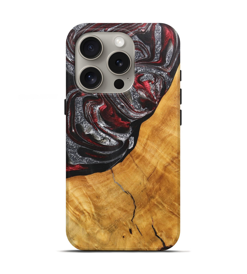 iPhone 16 Pro Wood Live Edge Phone Case - Dora (Red, 725258)