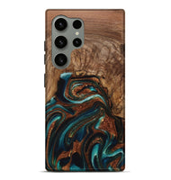 Galaxy S24 Ultra Wood Live Edge Phone Case - Julius (Teal & Gold, 725261)