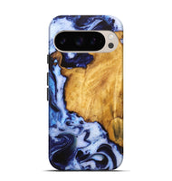 Pixel 9 Pro Wood Live Edge Phone Case - Itzel (Blue, 725265)