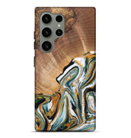 Galaxy S24 Ultra Wood Live Edge Phone Case - Caleb (Teal & Gold, 725272)