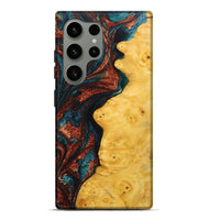 Galaxy S24 Ultra Wood Live Edge Phone Case - Lora (Teal & Gold, 725283)