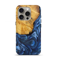 iPhone 16 Pro Wood Live Edge Phone Case - Micheal (Blue, 725284)