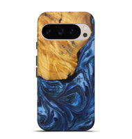 Pixel 9 Pro Wood Live Edge Phone Case - Micheal (Blue, 725284)