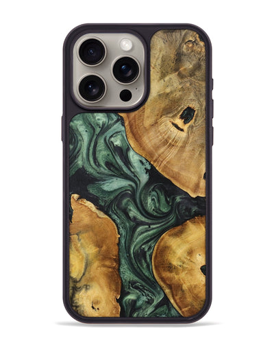 iPhone 15 Pro Max Wood Phone Case - Darlene (Green, 725305)