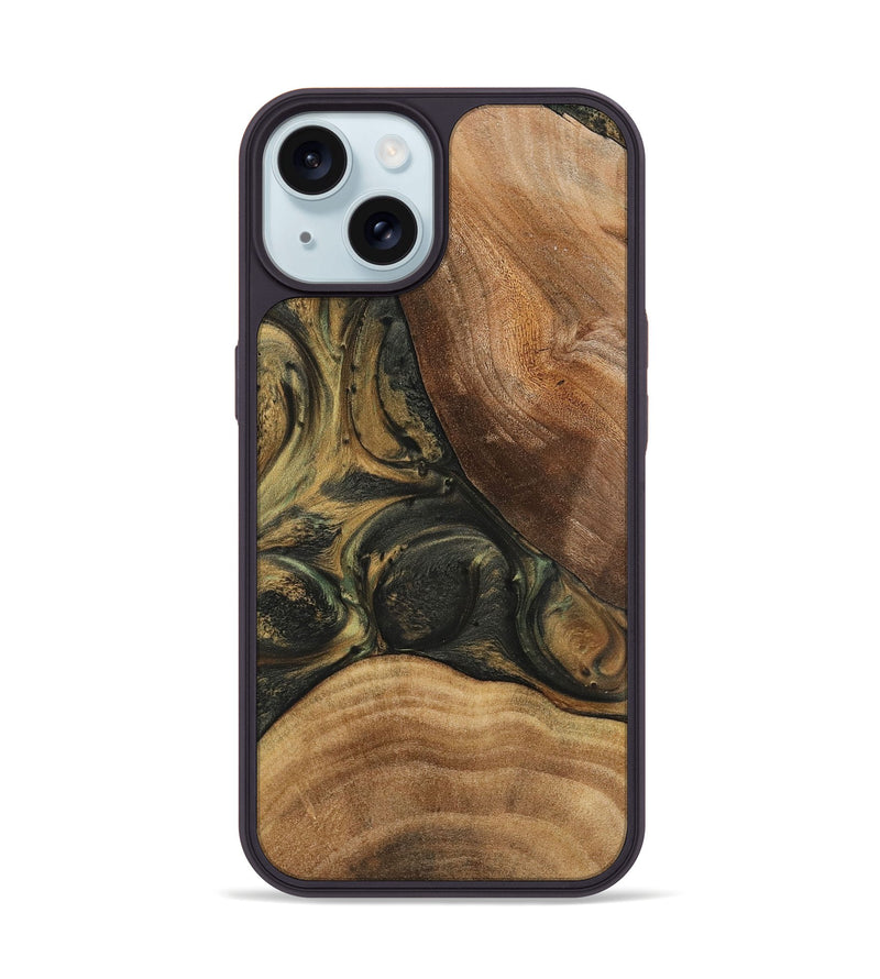 iPhone 15 Wood Phone Case - Emily (Green, 725496)