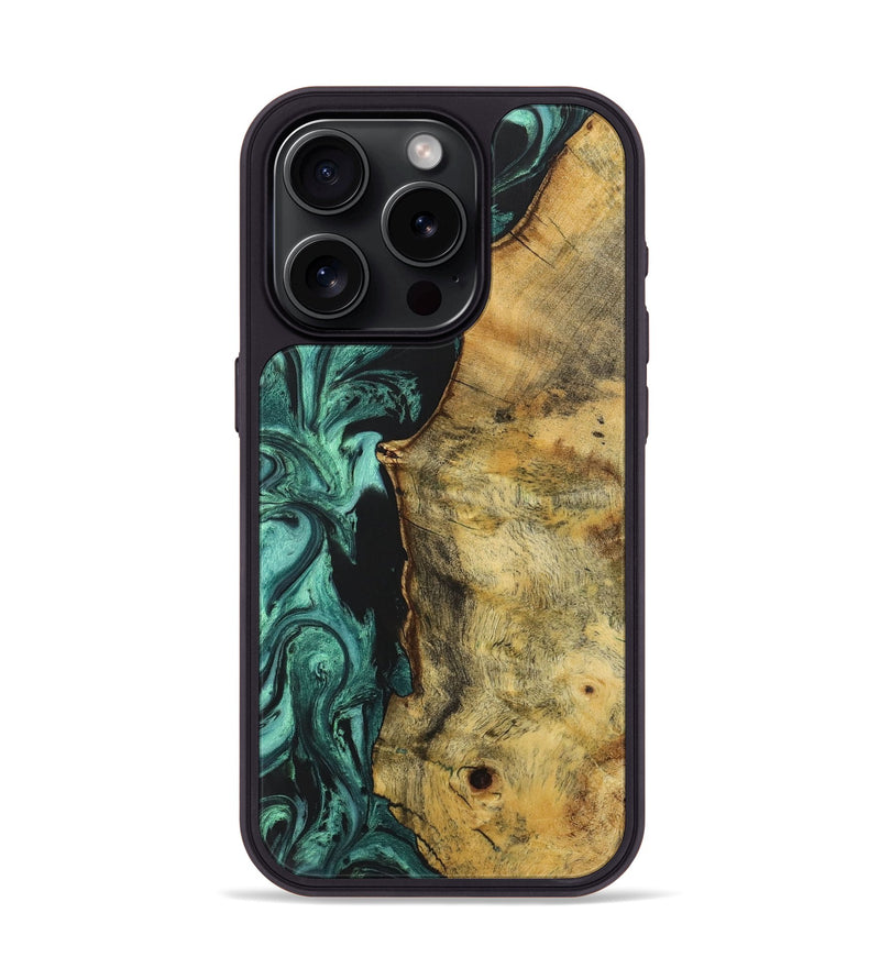 iPhone 15 Pro Wood Phone Case - Penelope (Green, 725503)