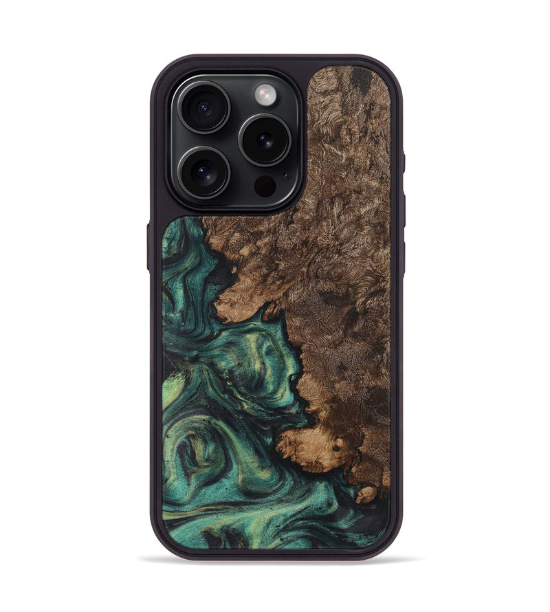 iPhone 15 Pro Wood Phone Case - Serena (Green, 725507)