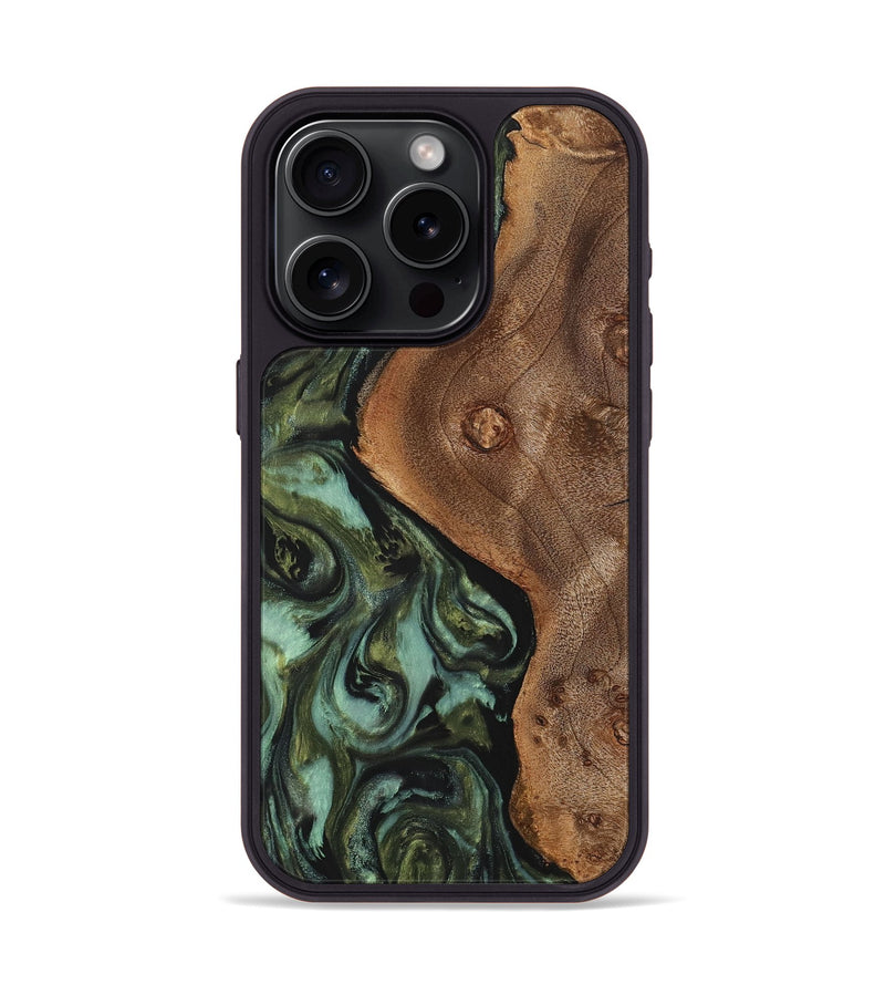 iPhone 15 Pro Wood Phone Case - Valentina (Green, 725512)