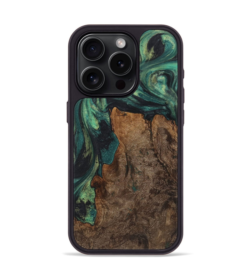 iPhone 15 Pro Wood Phone Case - Noelle (Green, 725533)