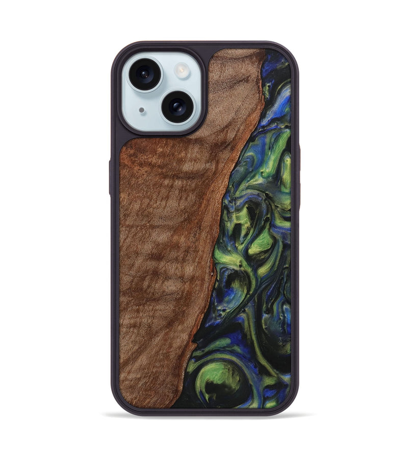 iPhone 15 Wood Phone Case - Farrah (Green, 725535)