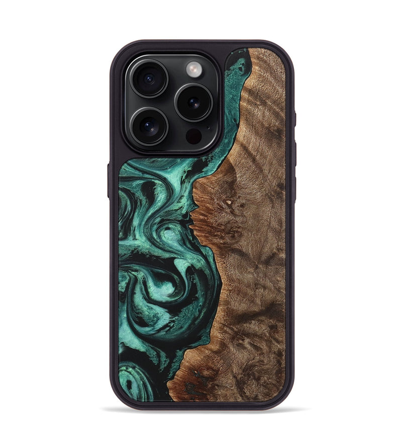 iPhone 15 Pro Wood Phone Case - Charles (Green, 725550)