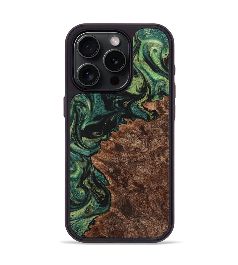 iPhone 15 Pro Wood Phone Case - Litzy (Green, 725552)