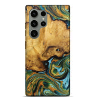 Galaxy S24 Ultra Wood Live Edge Phone Case - Perry (Teal & Gold, 725562)