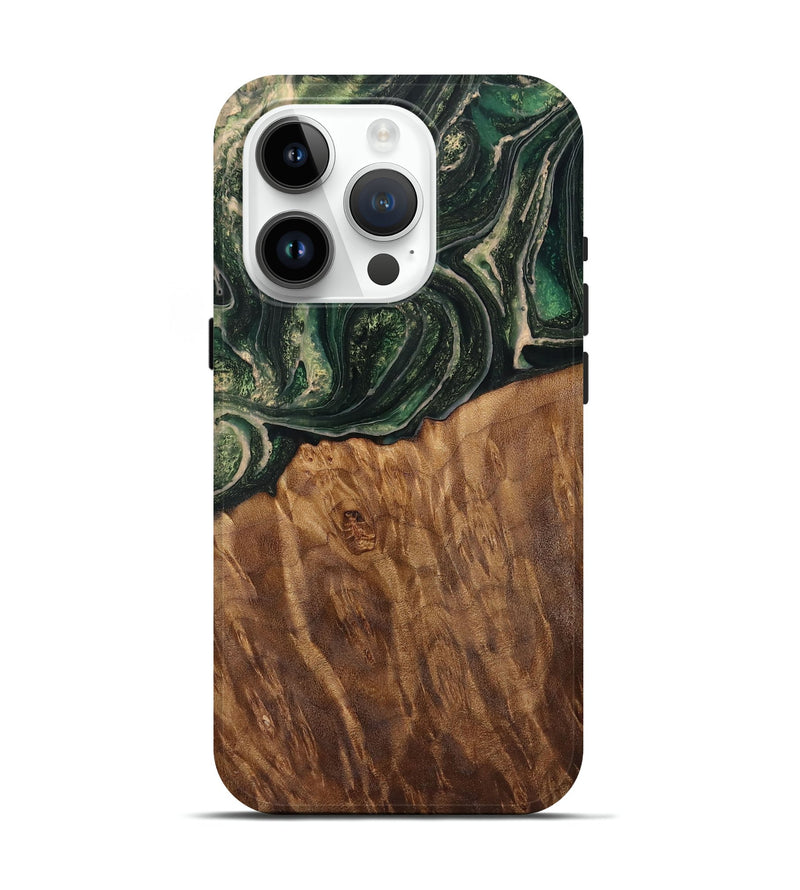 iPhone 15 Pro Wood Live Edge Phone Case - Camryn (Green, 725564)