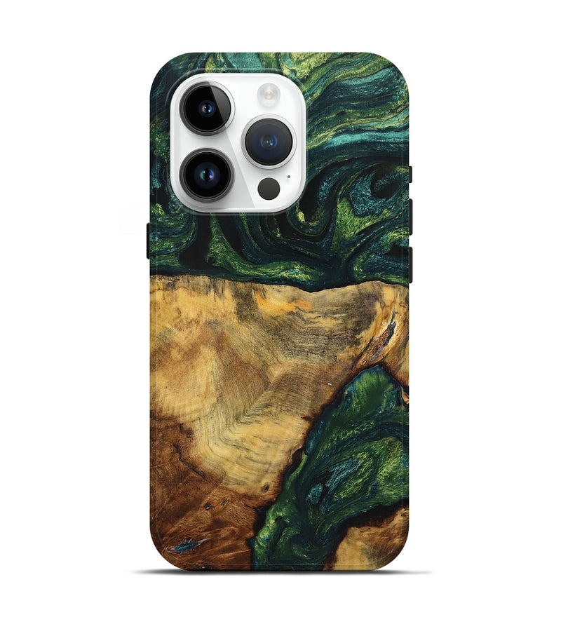 iPhone 15 Pro Wood Live Edge Phone Case - Donald (Green, 725565)