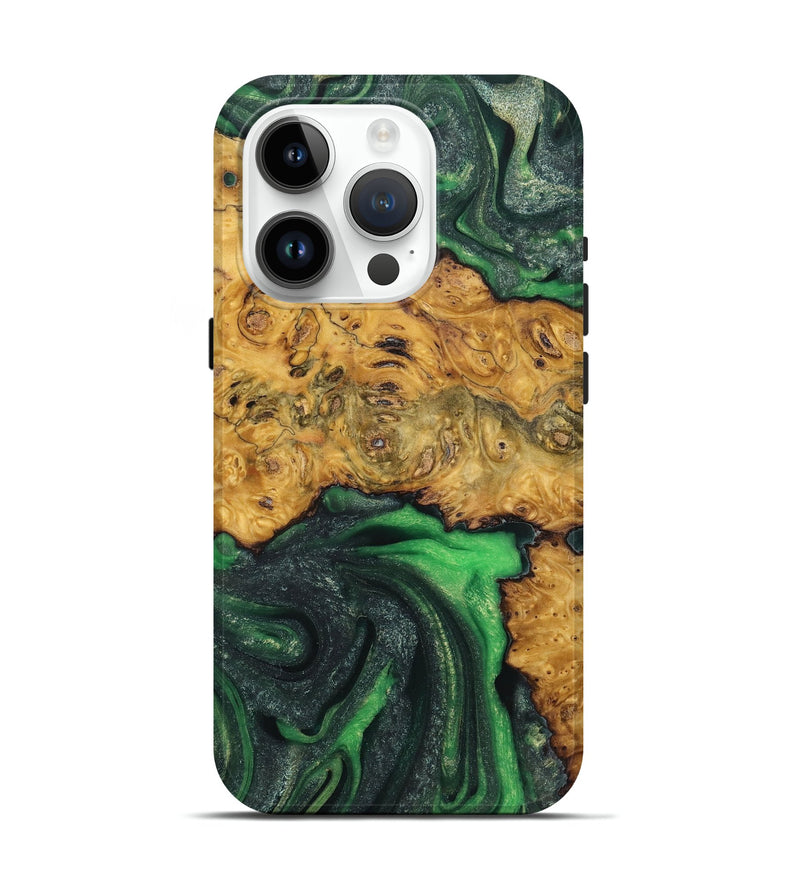 iPhone 15 Pro Wood Live Edge Phone Case - Regina (Green, 725567)