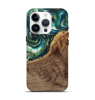 iPhone 15 Pro Wood Live Edge Phone Case - Kaitlin (Green, 725569)