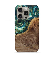 iPhone 16 Pro Wood Live Edge Phone Case - Kaitlin (Green, 725569)