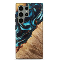 Galaxy S24 Ultra Wood Live Edge Phone Case - Piper (Teal & Gold, 725571)