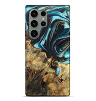 Galaxy S24 Ultra Wood Live Edge Phone Case - Ezequiel (Teal & Gold, 725572)