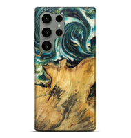 Galaxy S24 Ultra Wood Live Edge Phone Case - Gene (Teal & Gold, 725573)