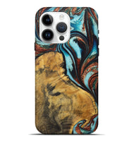 iPhone 15 Pro Max Wood Live Edge Phone Case - Milton (Teal & Gold, 725575)