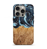 iPhone 16 Pro Wood Live Edge Phone Case - Alexander (Blue, 725576)