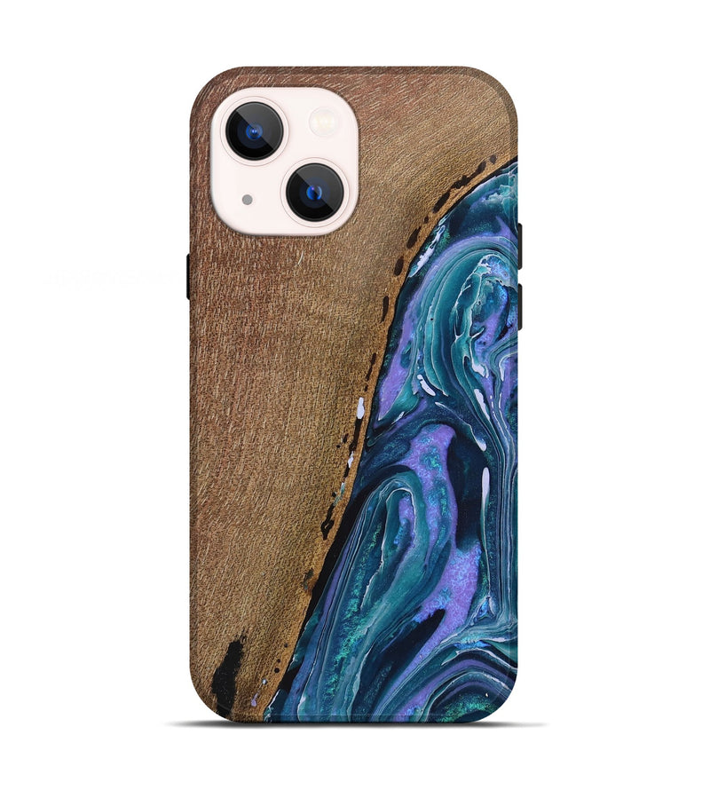 iPhone 13 Wood Live Edge Phone Case - Gavin (Blue, 725578)