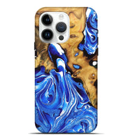 iPhone 15 Pro Max Wood Live Edge Phone Case - Benjamin (Blue, 725580)