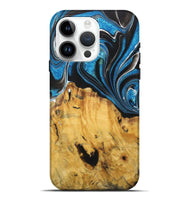 iPhone 15 Pro Max Wood Live Edge Phone Case - Danielle (Blue, 725598)