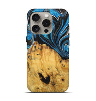 iPhone 16 Pro Wood Live Edge Phone Case - Danielle (Blue, 725598)