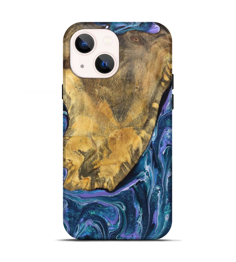 iPhone 13 Wood Live Edge Phone Case - Raelyn (Blue, 725599)