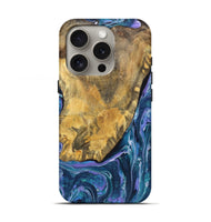 iPhone 16 Pro Wood Live Edge Phone Case - Raelyn (Blue, 725599)