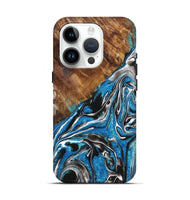 iPhone 15 Pro Wood Live Edge Phone Case - Alice (Blue, 725601)