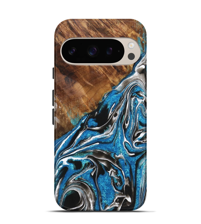 Pixel 9 Pro Wood Live Edge Phone Case - Alice (Blue, 725601)