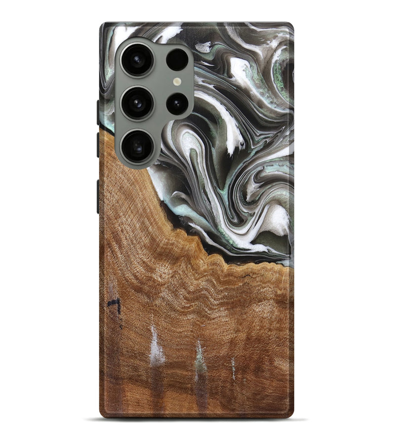 Galaxy S24 Ultra Wood Live Edge Phone Case - Bennett (Black & White, 725606)