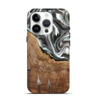 iPhone 15 Pro Wood Live Edge Phone Case - Bennett (Black & White, 725606)