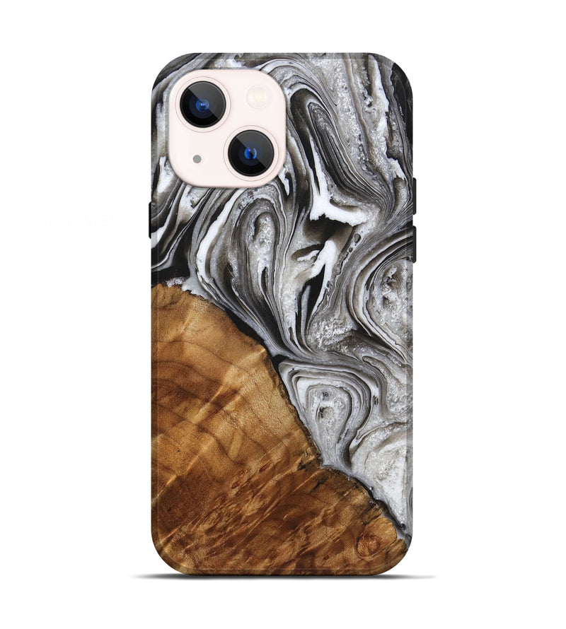 iPhone 13 Wood Live Edge Phone Case - Patsy (Black & White, 725607)