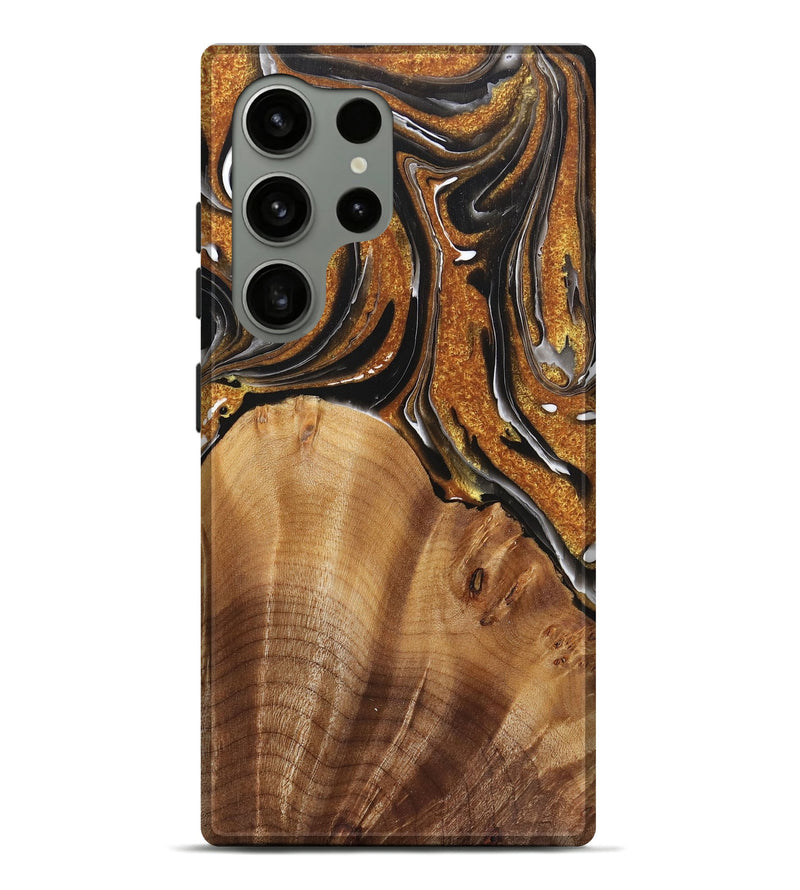 Galaxy S24 Ultra Wood Live Edge Phone Case - Makayla (Black & White, 725608)