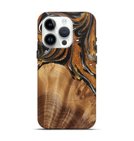 iPhone 15 Pro Wood Live Edge Phone Case - Makayla (Black & White, 725608)