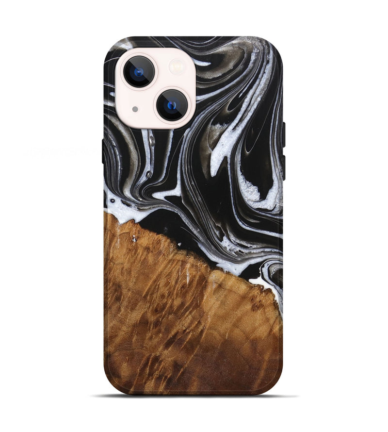 iPhone 13 Wood Live Edge Phone Case - Staci (Black & White, 725609)