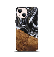 iPhone 13 mini Wood Live Edge Phone Case - Staci (Black & White, 725609)