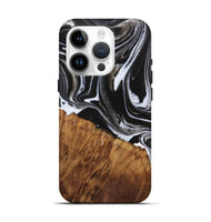 iPhone 15 Pro Wood Live Edge Phone Case - Staci (Black & White, 725609)