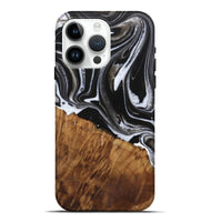 iPhone 15 Pro Max Wood Live Edge Phone Case - Staci (Black & White, 725609)