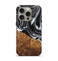 iPhone 16 Pro Wood Live Edge Phone Case - Staci (Black & White, 725609)