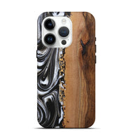 iPhone 15 Pro Wood Live Edge Phone Case - Amie (Black & White, 725610)